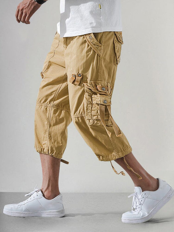 Stylish 100% Cotton Cargo Shorts Shorts coofandy 3/4 Capri-Khaki S 