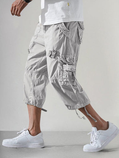 Stylish 100% Cotton Cargo Shorts Shorts coofandy 3/4 Capri-Light Grey S 