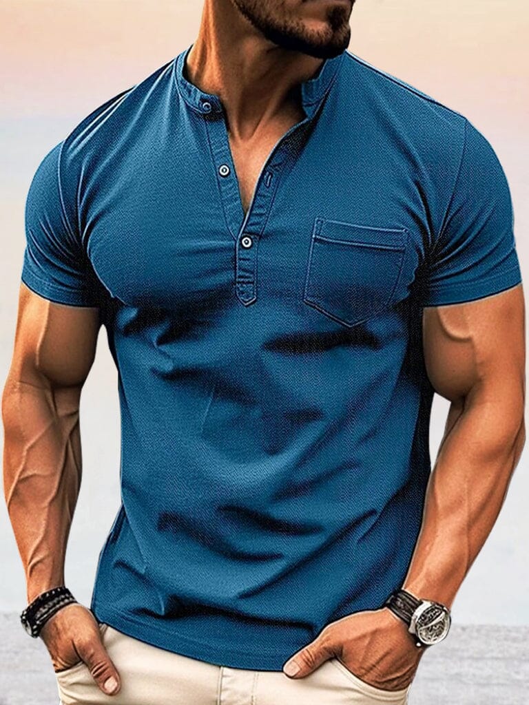 Casual Soft Henley Shirt Shirts coofandystore Blue S 