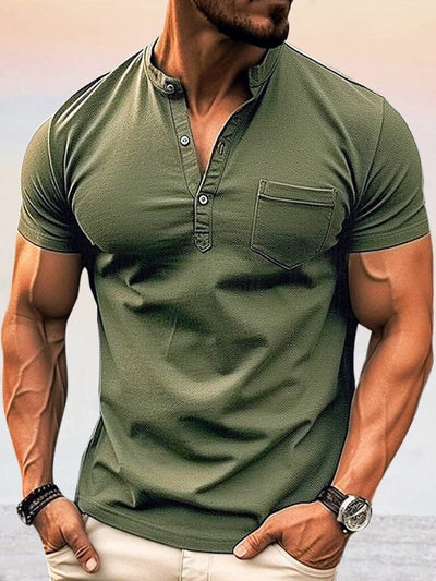 Casual Soft Henley Shirt Shirts coofandystore Green S 