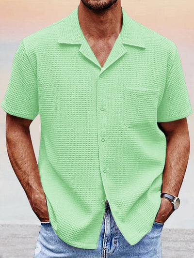 Breathable Waffle Lapel Shirt Shirts coofandy Light Green S 