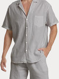 Breathable Cotton Linen Beach Shirt Set Sets coofandy 