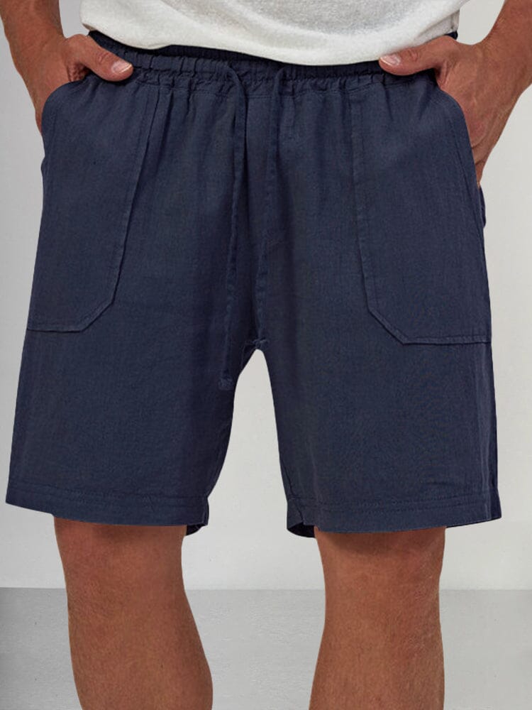 Cozy Lightweight Cotton Linen Shorts Shorts coofandy Navy Blue S 