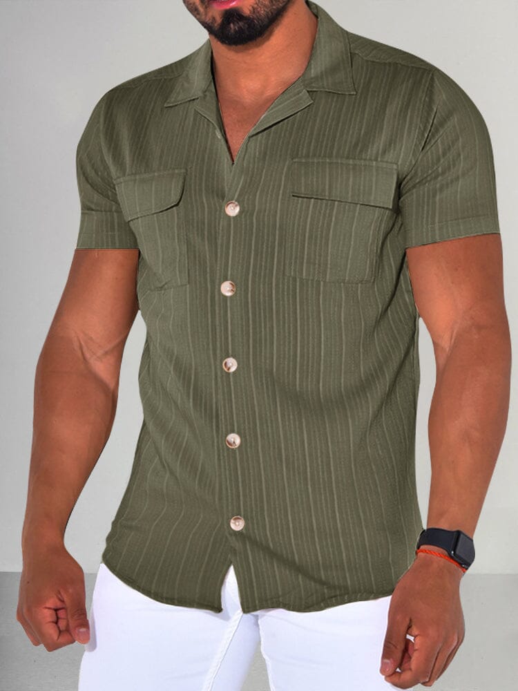 Casual Breathable Stretchy Shirt Shirts coofandy Army Green M 