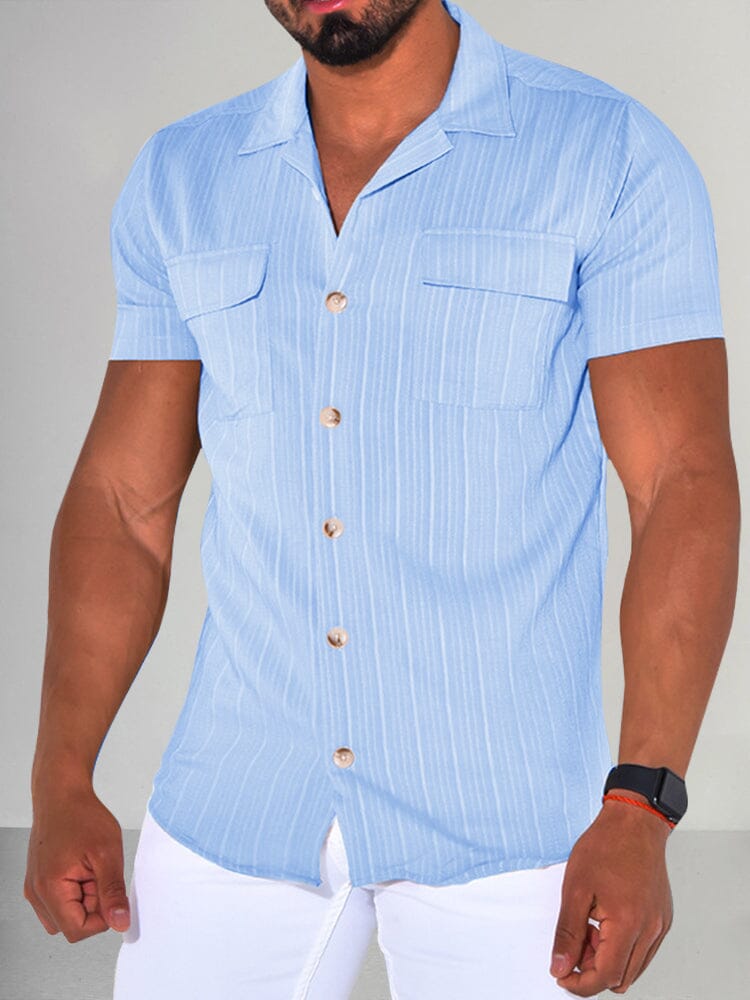 Casual Breathable Stretchy Shirt Shirts coofandy Clear Blue M 