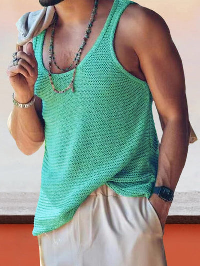 Breathable Knit Tank Top Tank Tops coofandystore Green M 