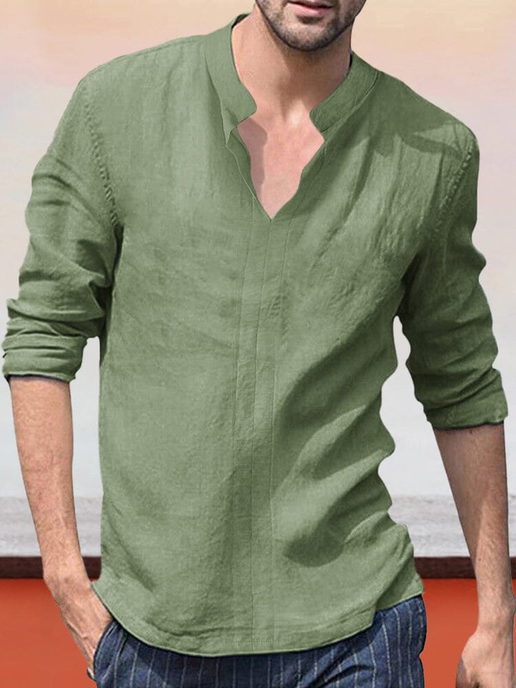 Casual Soft Cotton Linen Shirt Shirts coofandystore Green S 