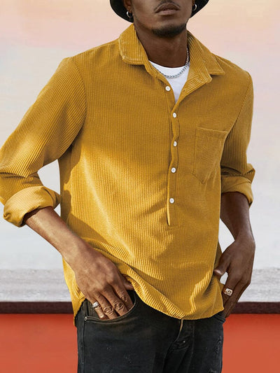 Casual Corduroy Button Shirt Shirts coofandy Yellow S 