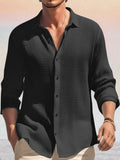 Premium Breathable Waffle Shirt Shirts coofandy Black S 