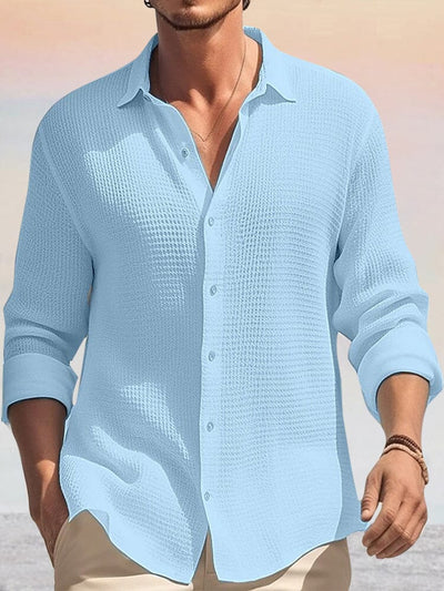 Premium Breathable Waffle Shirt Shirts coofandy Clear Blue S 