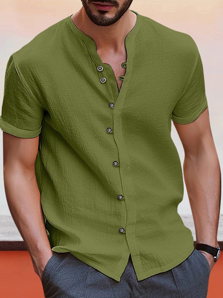 Unique Comfy Cotton Linen Shirt Shirts coofandy Army Green S 