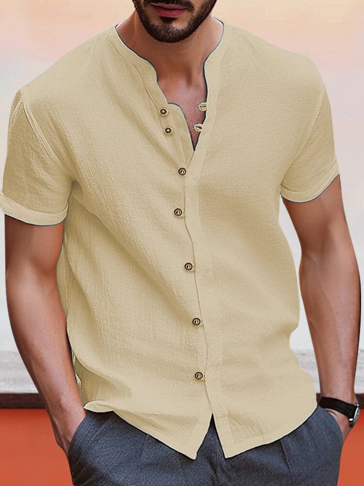 Unique Comfy Cotton Linen Shirt Shirts coofandy Khaki S 