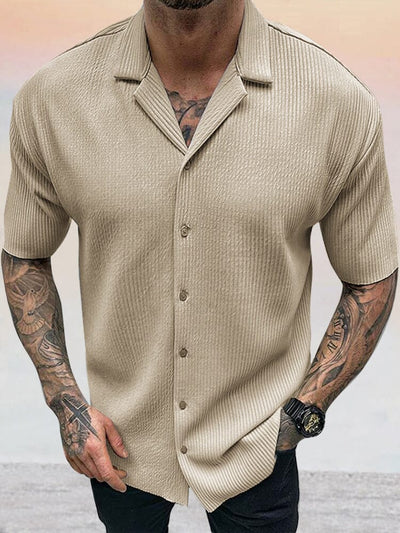 Cozy Stretch Pit Strip Shirt Shirts coofandystore Khaki M 