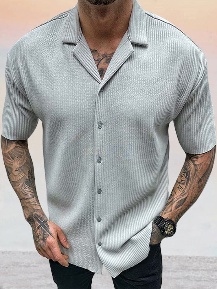 Cozy Stretch Pit Strip Shirt Shirts coofandystore Light Grey M 