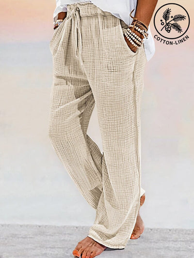 Soft Cotton Linen Straight Pants Pants coofandy Khaki S 