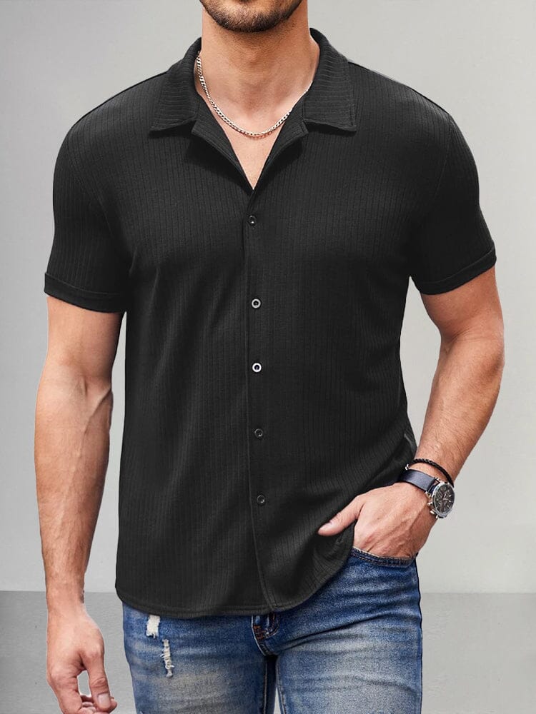 Casual Soft Stretch Shirt Shirts coofandystore Black S 