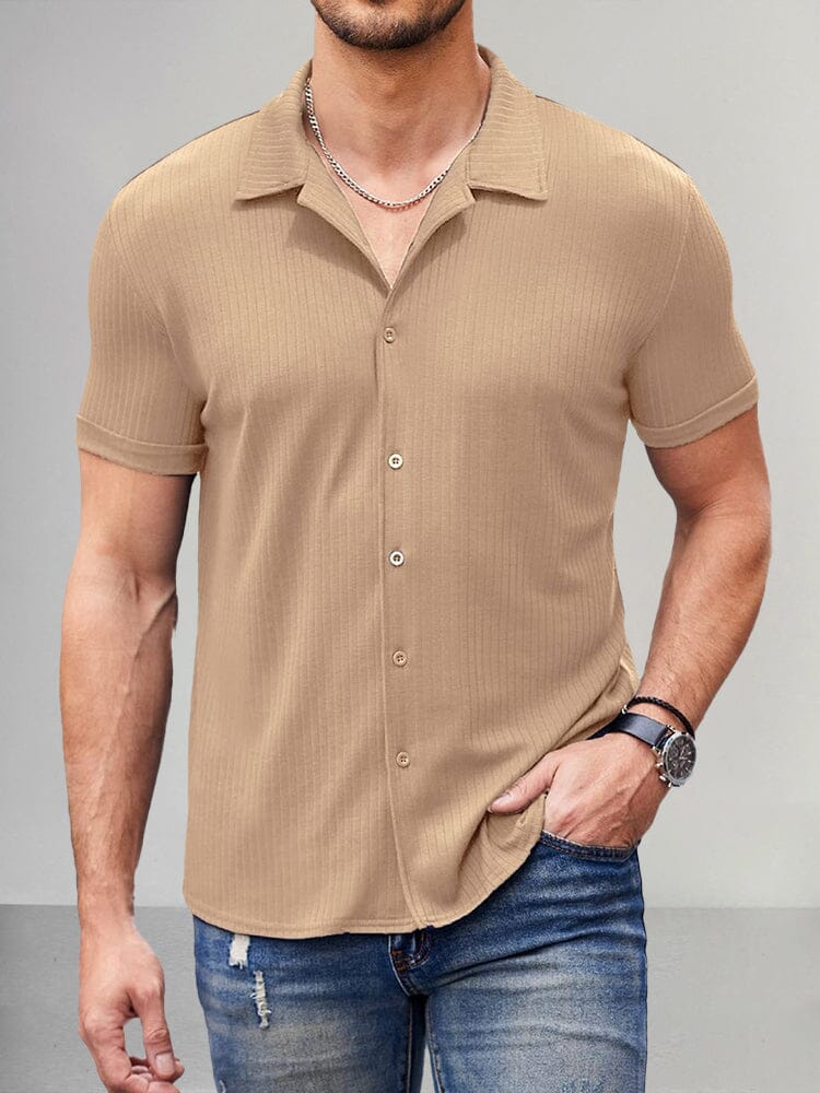 Casual Soft Stretch Shirt Shirts coofandystore Khaki S 