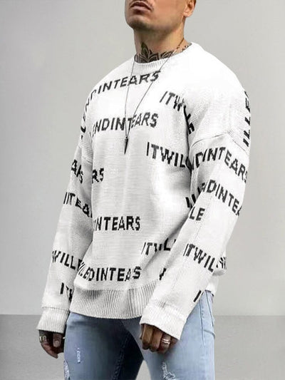 Soft Word Printed Pullover Sweater Sweaters coofandystore 