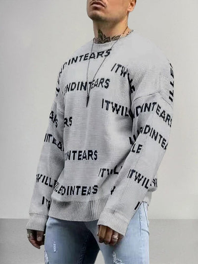 Soft Word Printed Pullover Sweater Sweaters coofandystore 