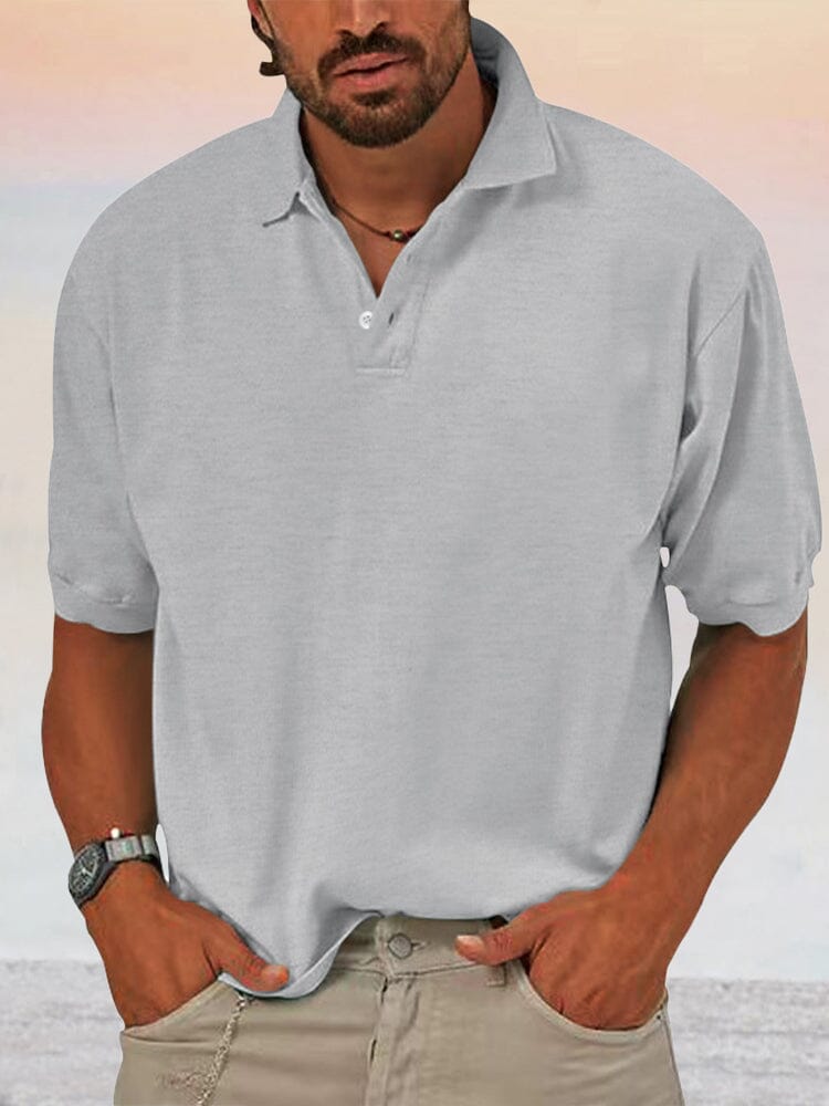 Casual Soft Polo Shirt Shirts coofandystore Grey S 