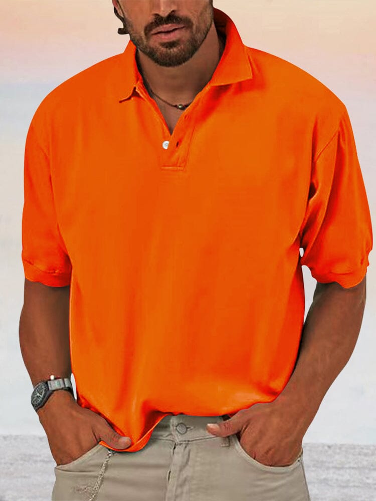Casual Soft Polo Shirt Shirts coofandystore Orange S 