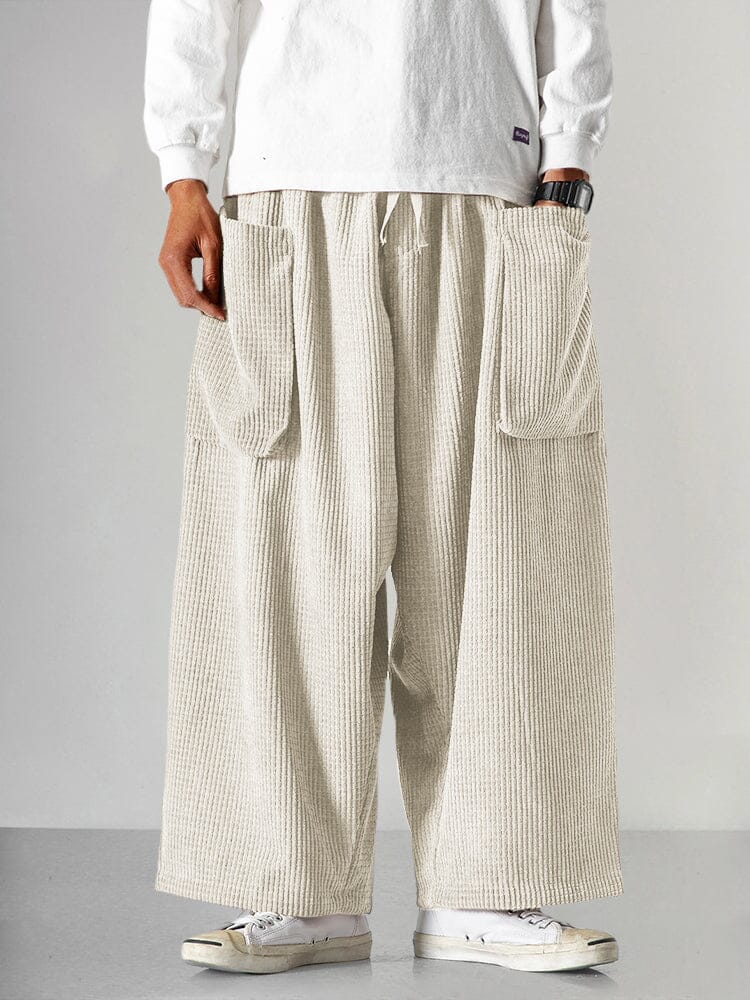 Casual Loose Corduroy Pants Pants coofandy Cream M 