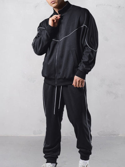 Casual Full Zip Tracksuit Set Sets coofandystore Black S 