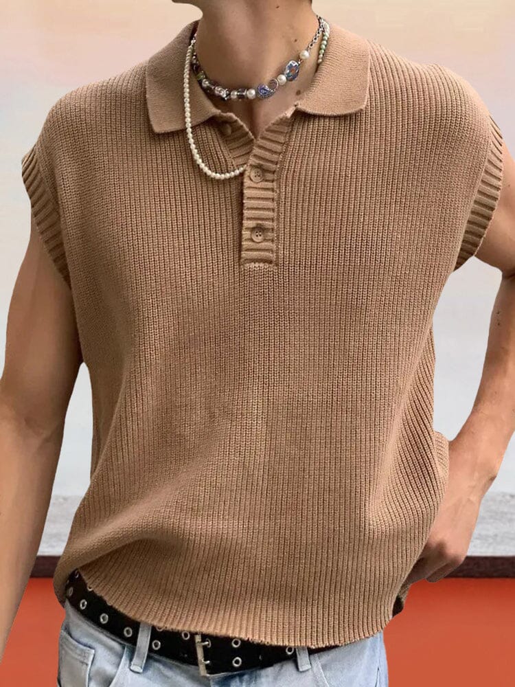 Casual Soft Knit Tank Top Shirts & Polos coofandystore Brown M 