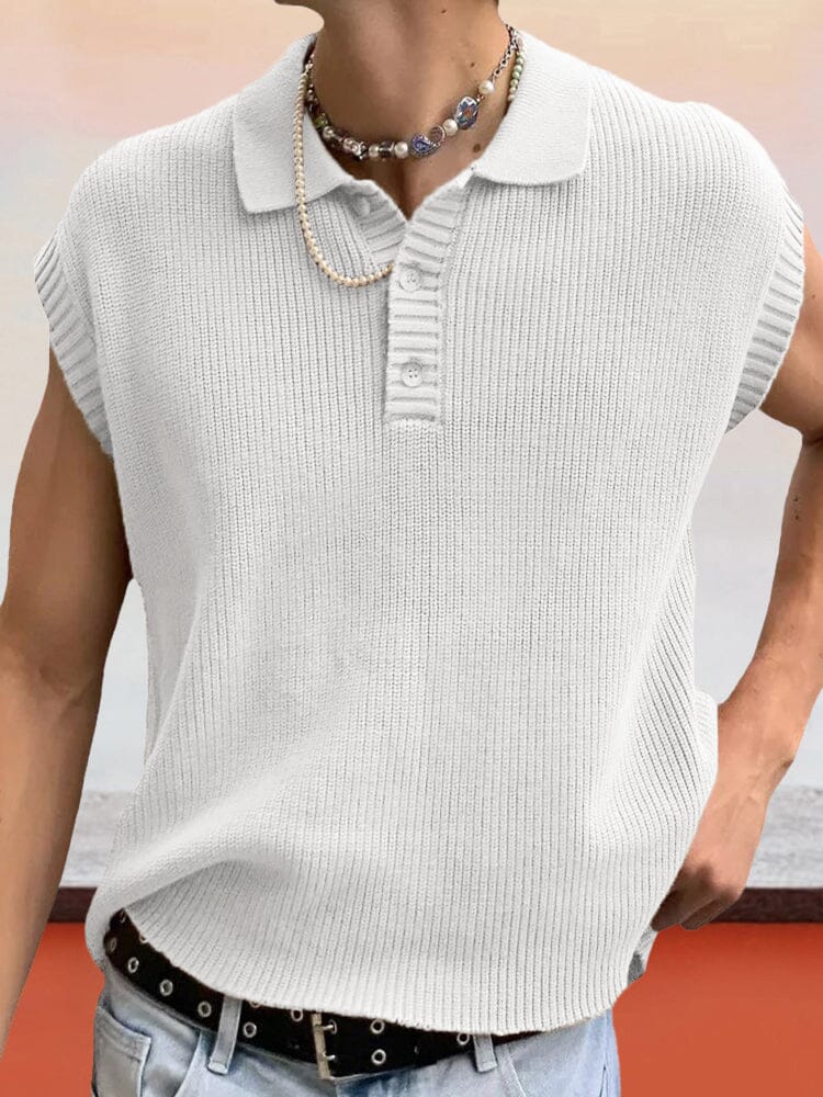Casual Soft Knit Tank Top Shirts & Polos coofandystore White M 