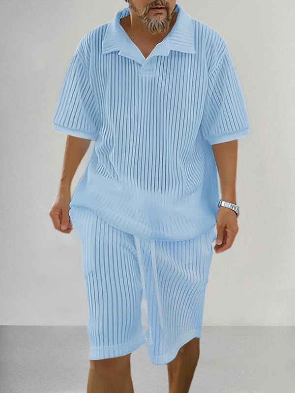 Trendy Breathable T-shirt Set Sports Set coofandy Blue M 