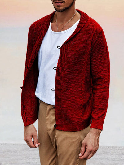 Soft Shawl Collar Knit Cardigan Cardigans coofandystore Red M 