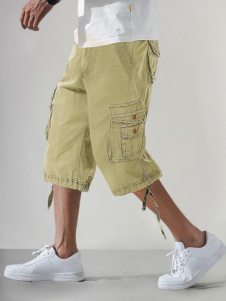 Stylish 100% Cotton Cargo Shorts Shorts coofandy Mid-Khaki S 