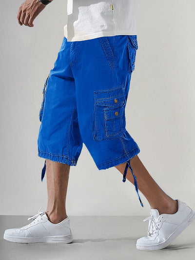 Stylish 100% Cotton Cargo Shorts Shorts coofandy Mid-Blue S 
