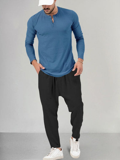 Casual Henley Shirt Set Sets coofandystore 