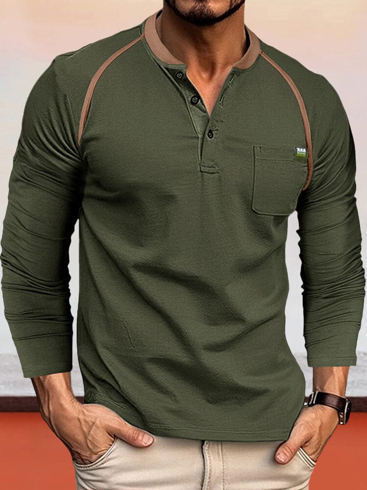 Classic Soft Henley Shirt Shirts coofandystore Army Green S 
