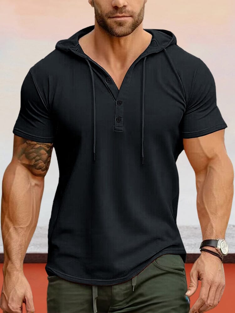Cozy Stretchy Hooded Top T-shirt coofandy Black S 