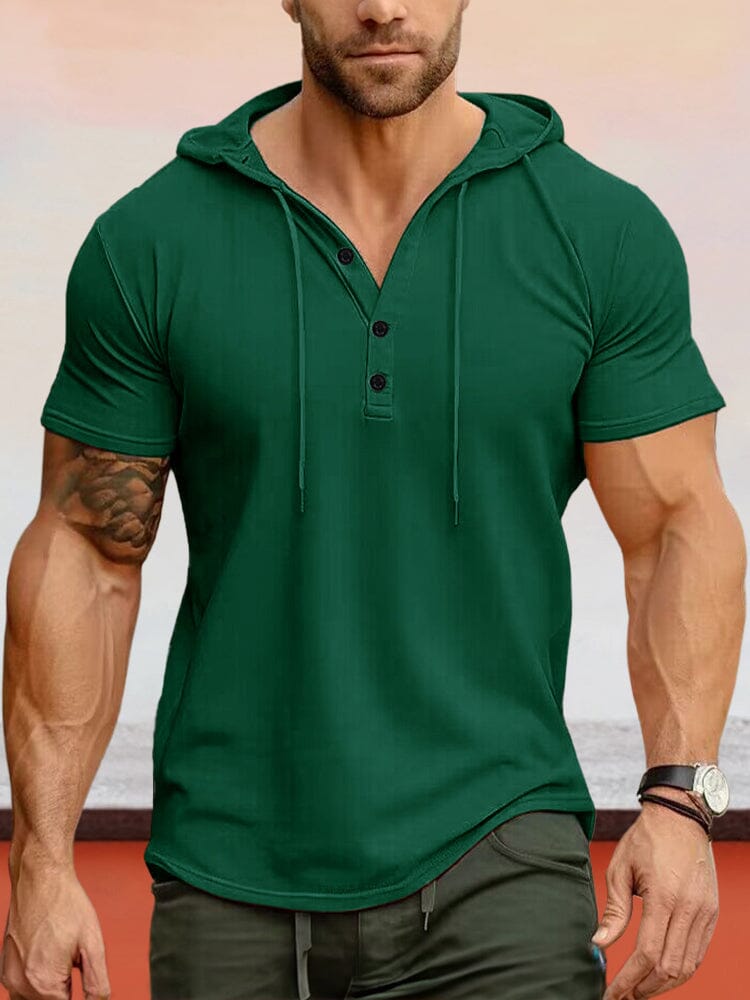 Cozy Stretchy Hooded Top T-shirt coofandy Green S 