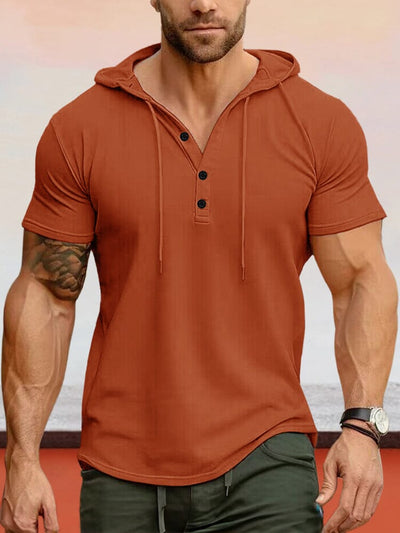 Cozy Stretchy Hooded Top T-shirt coofandy Orange S 