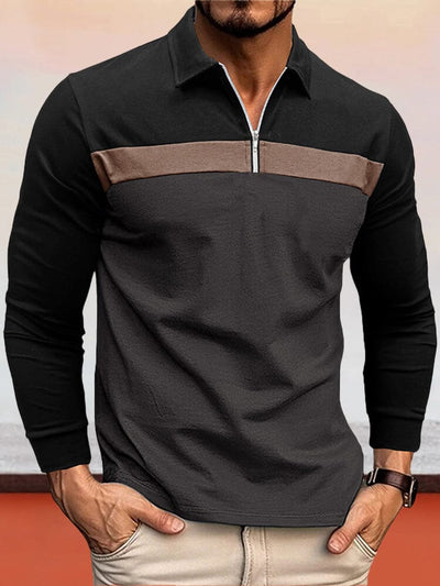 Trendy Splicing Polo Shirt Polos coofandy Dark Grey S 