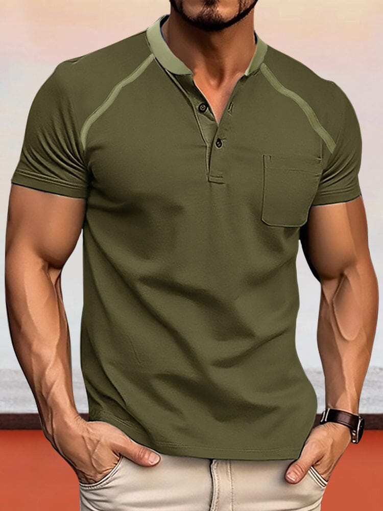 Casual Soft Henley Shirt T-shirt coofandy Army Green S 