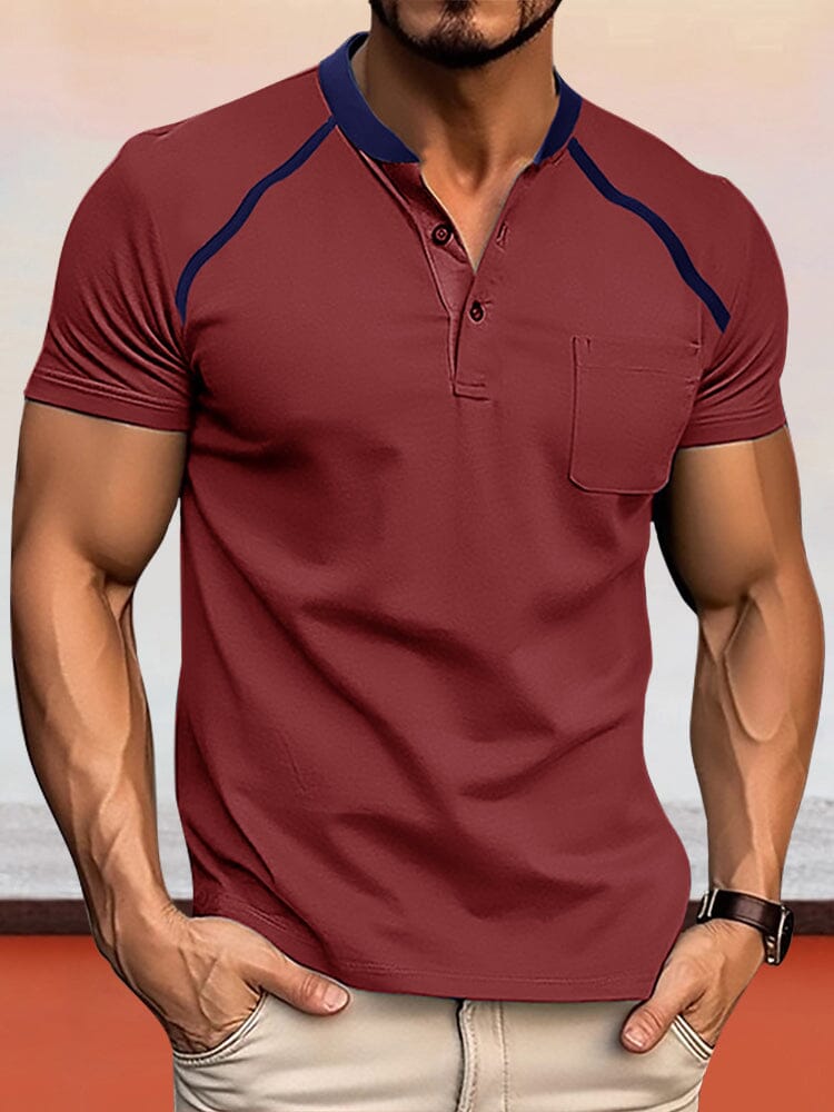 Casual Soft Henley Shirt T-shirt coofandy Wine Red S 