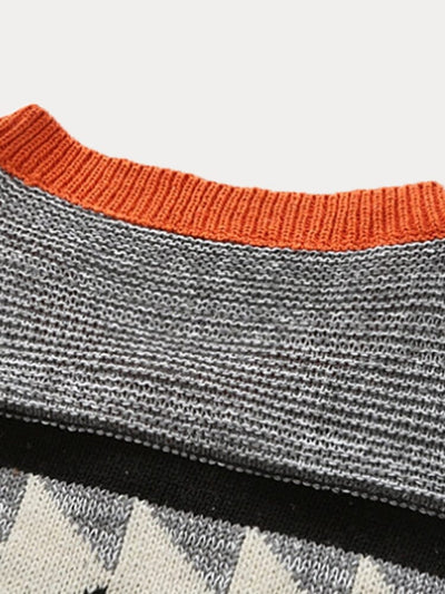 Casual Geometric Splicing Sweater Sweaters coofandy 