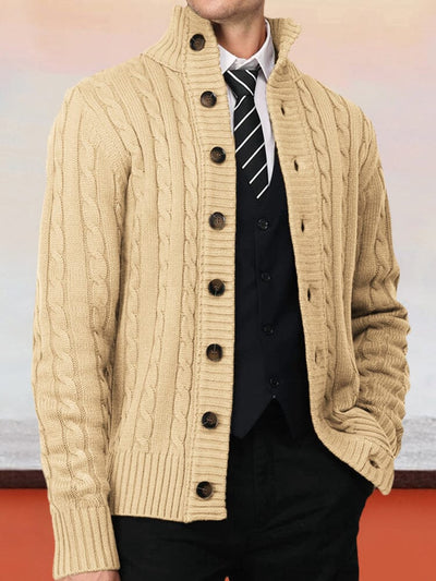 Cozy Cable Knit Sweater Coat Cardigans coofandy Khaki M 