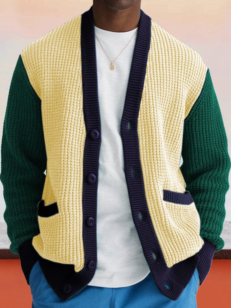Casual Color Block Cardigan Sweater Hoodies coofandy 