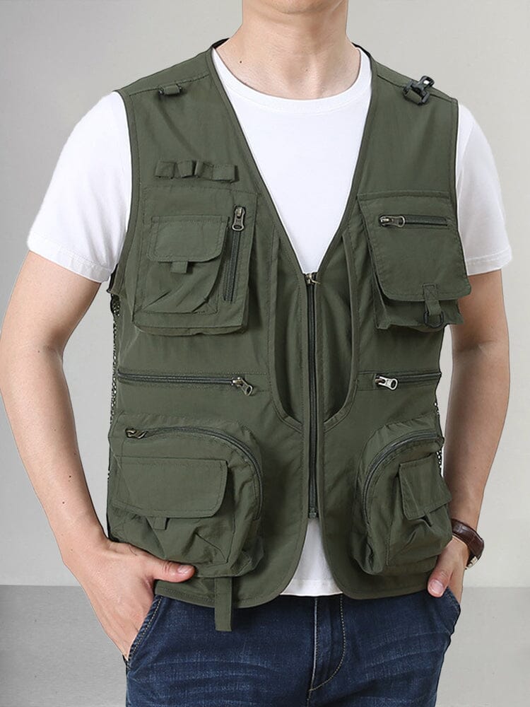 Premium Multi-Pockets Cargo Vest Vest coofandy Army Green S 