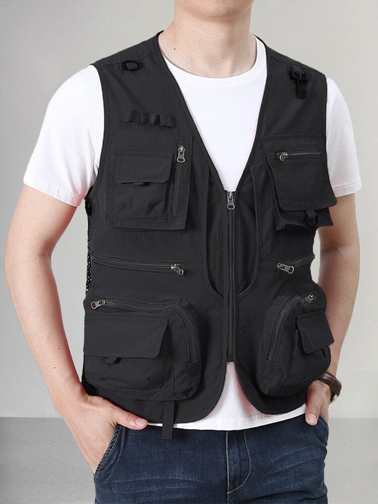 Premium Multi-Pockets Cargo Vest Vest coofandy Black S 