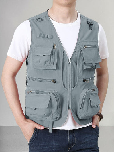 Premium Multi-Pockets Cargo Vest Vest coofandy Light Grey S 