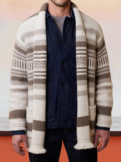 Stylish Strip Sweater Outerwear Sweater coofandy Brown M 