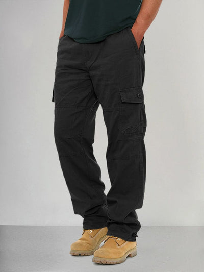 Multi Pockets 100% Cotton Pants Pants coofandystore Black M 