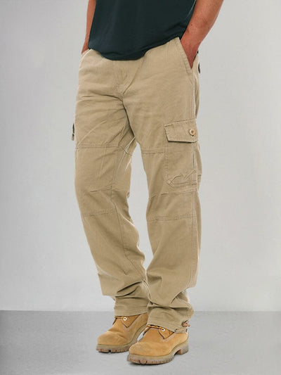 Multi Pockets 100% Cotton Pants Pants coofandystore Khaki M 